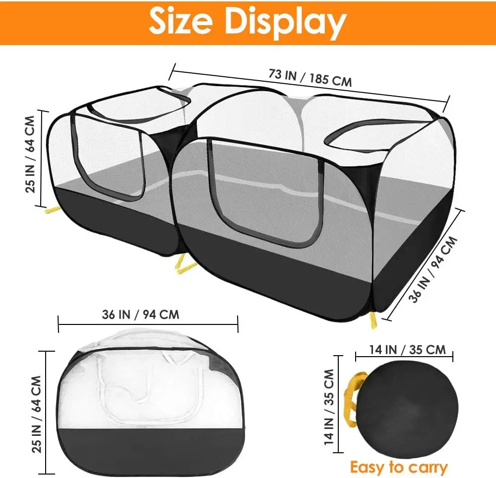 Portable Pet Playpen, Detachable Bottom, Large Foldable Enclosure for Pets