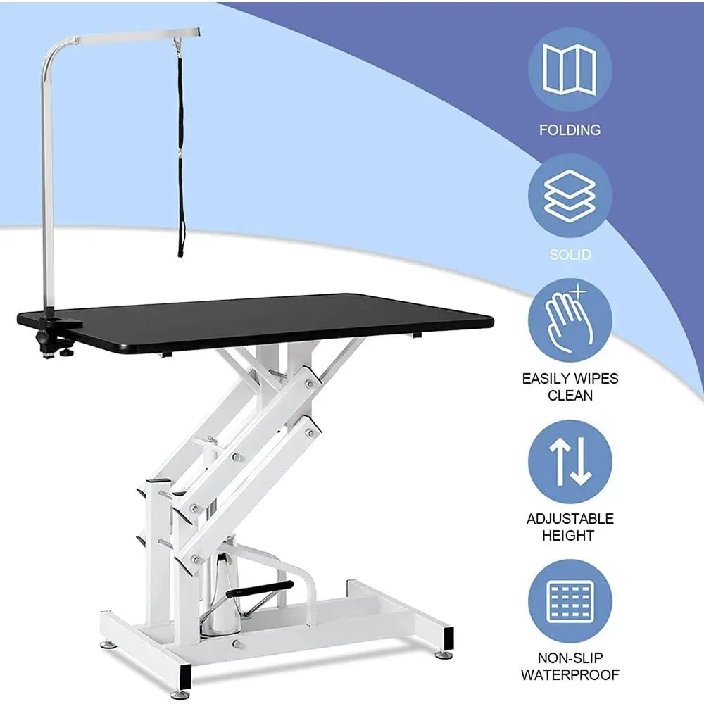 Hydraulic Pet Grooming Table with Adjustable Over-Arm and Leash