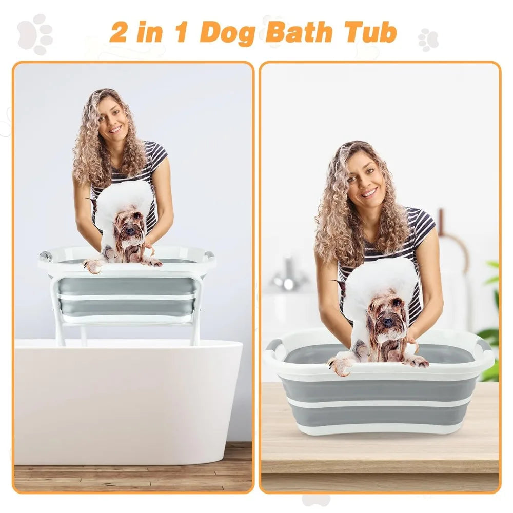 2 in 1 Portable Elevated Indoor / Outdoor Pet Bathtub, Shower, and Grooming
