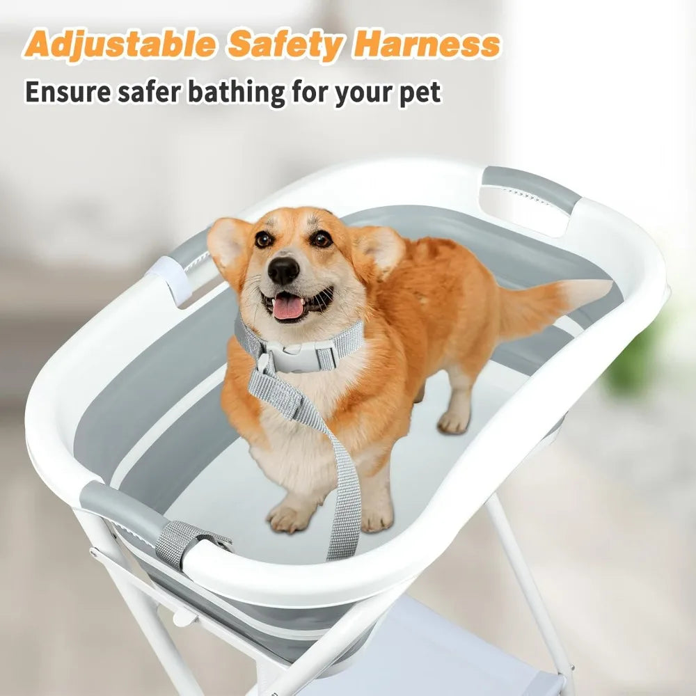 2 in 1 Portable Elevated Indoor / Outdoor Pet Bathtub, Shower, and Grooming