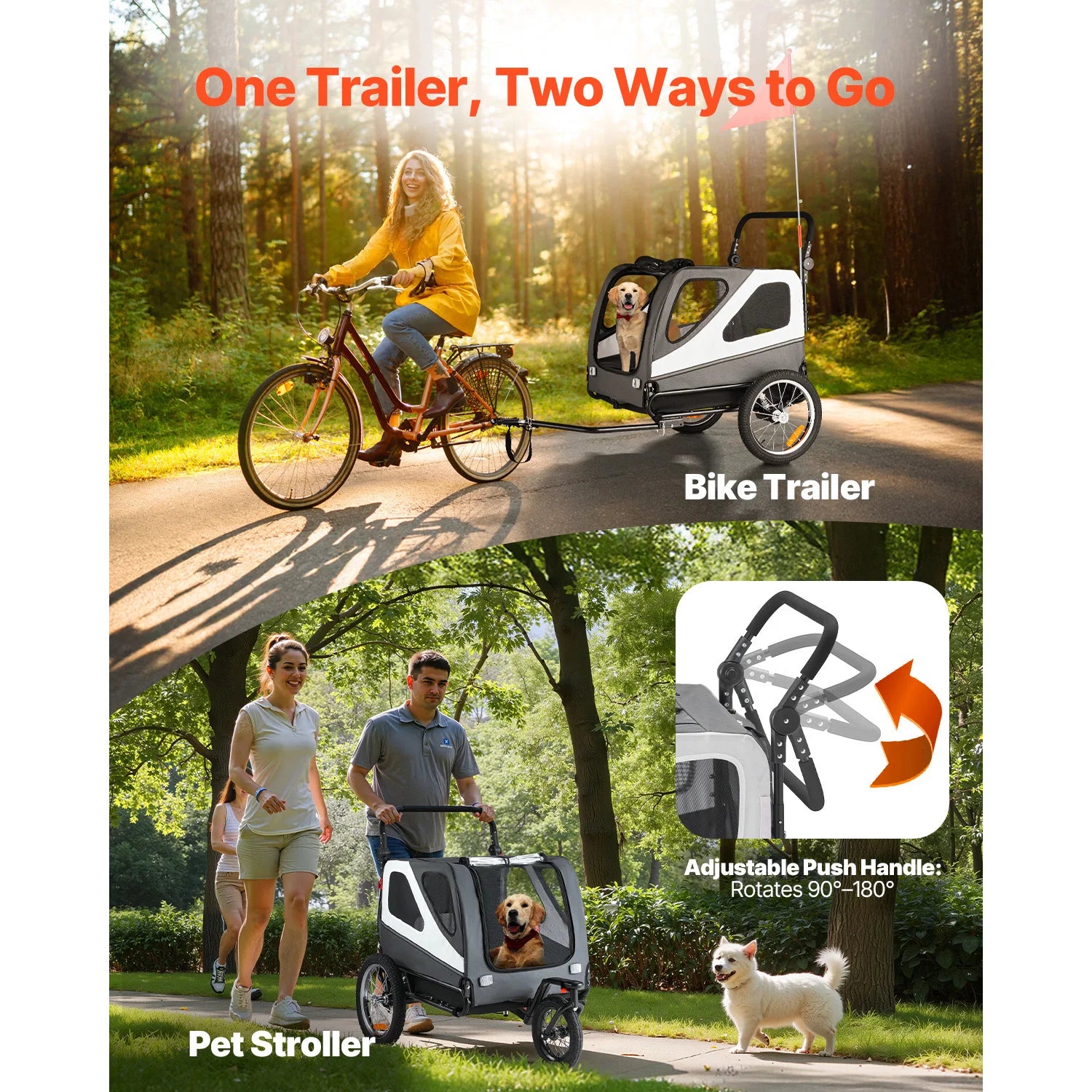Pet Stroller Bicycle Trailer Carrier with Quick-Release Wheel