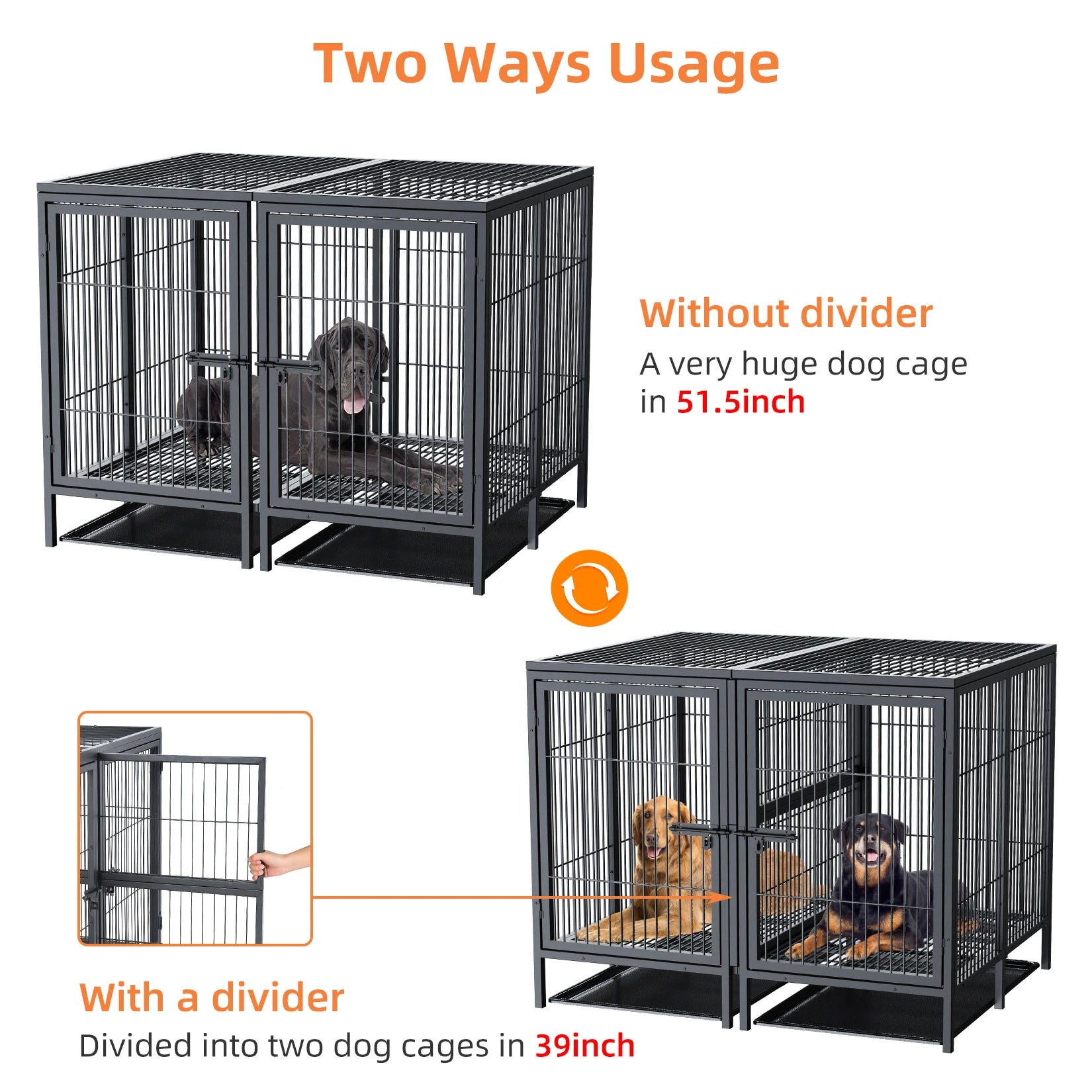 Jumbo Metal Pet Playpen, Kennel House, Steel Lock , Removable Trays