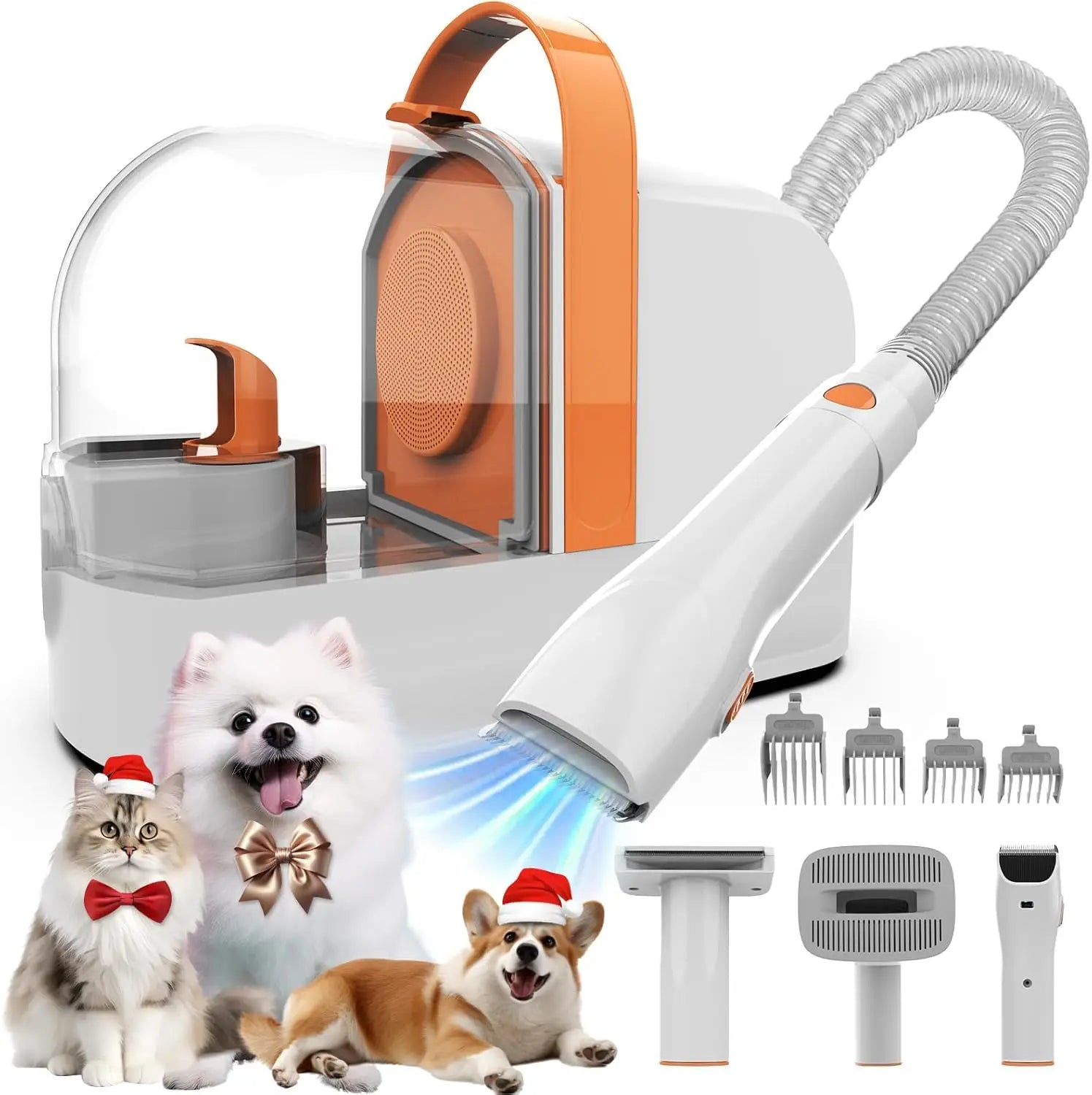 All-in-One Home Cleaning Tool Pet Grooming Vacuum Kit with Clippers