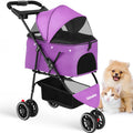 Portable Foldable Pet Stroller Travel Carrier Canopy, Storage Basket