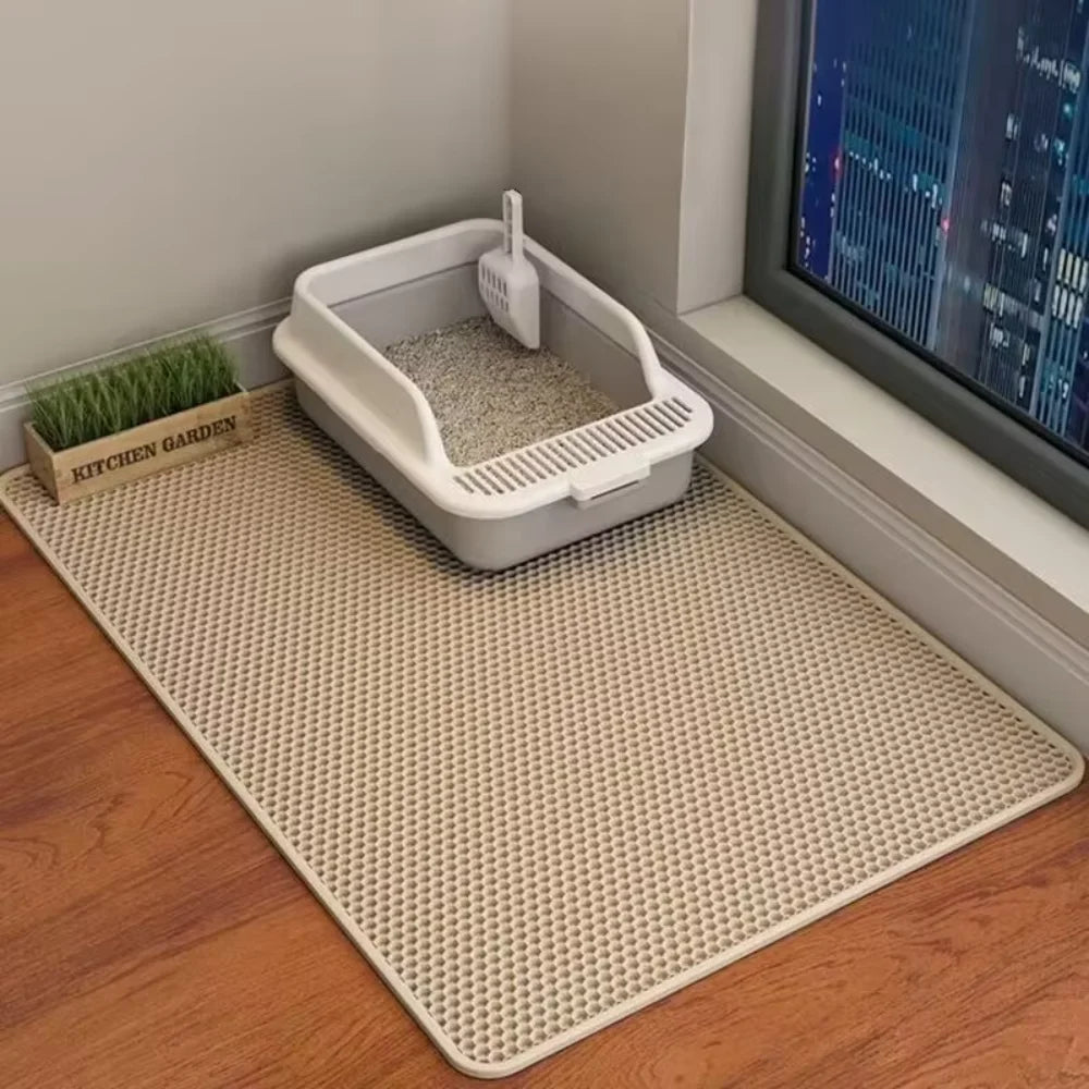 Double Layer Pet Litter Box Mat, Waterproof, Nonslip, Washable