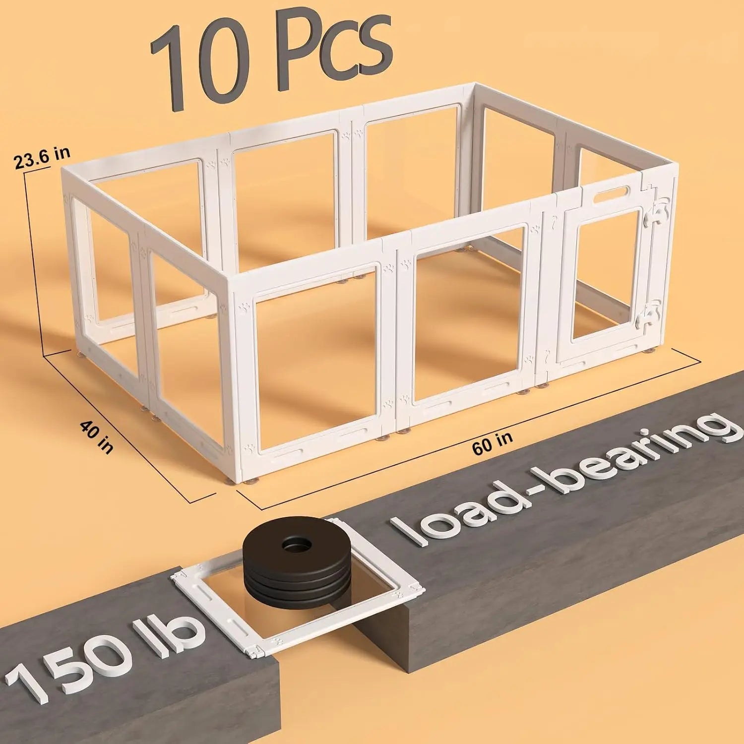 Clear Acrylic Pet Playpen with Door. 10-Panel for Pets, Indoor