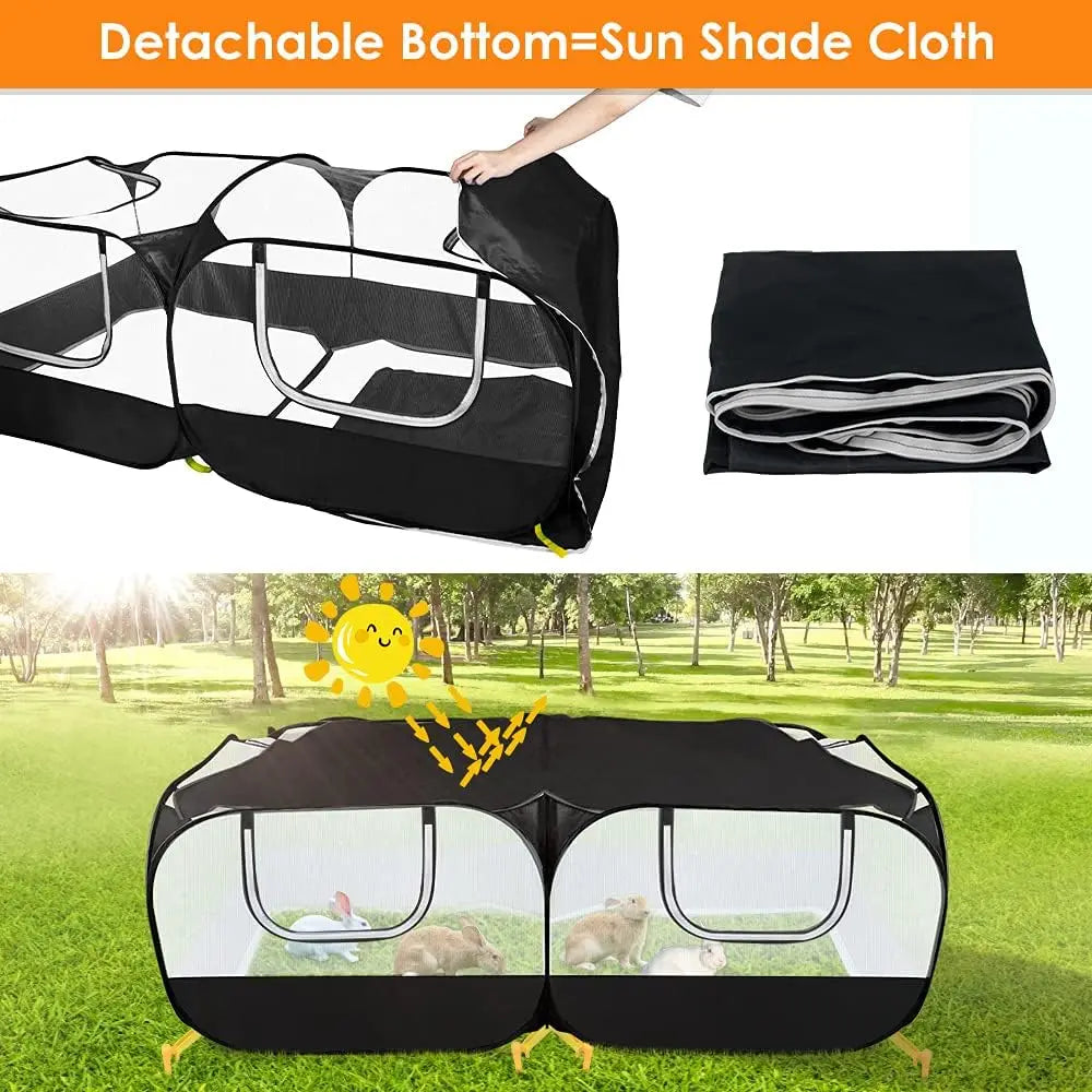 Portable Pet Playpen, Detachable Bottom, Large Foldable Enclosure for Pets