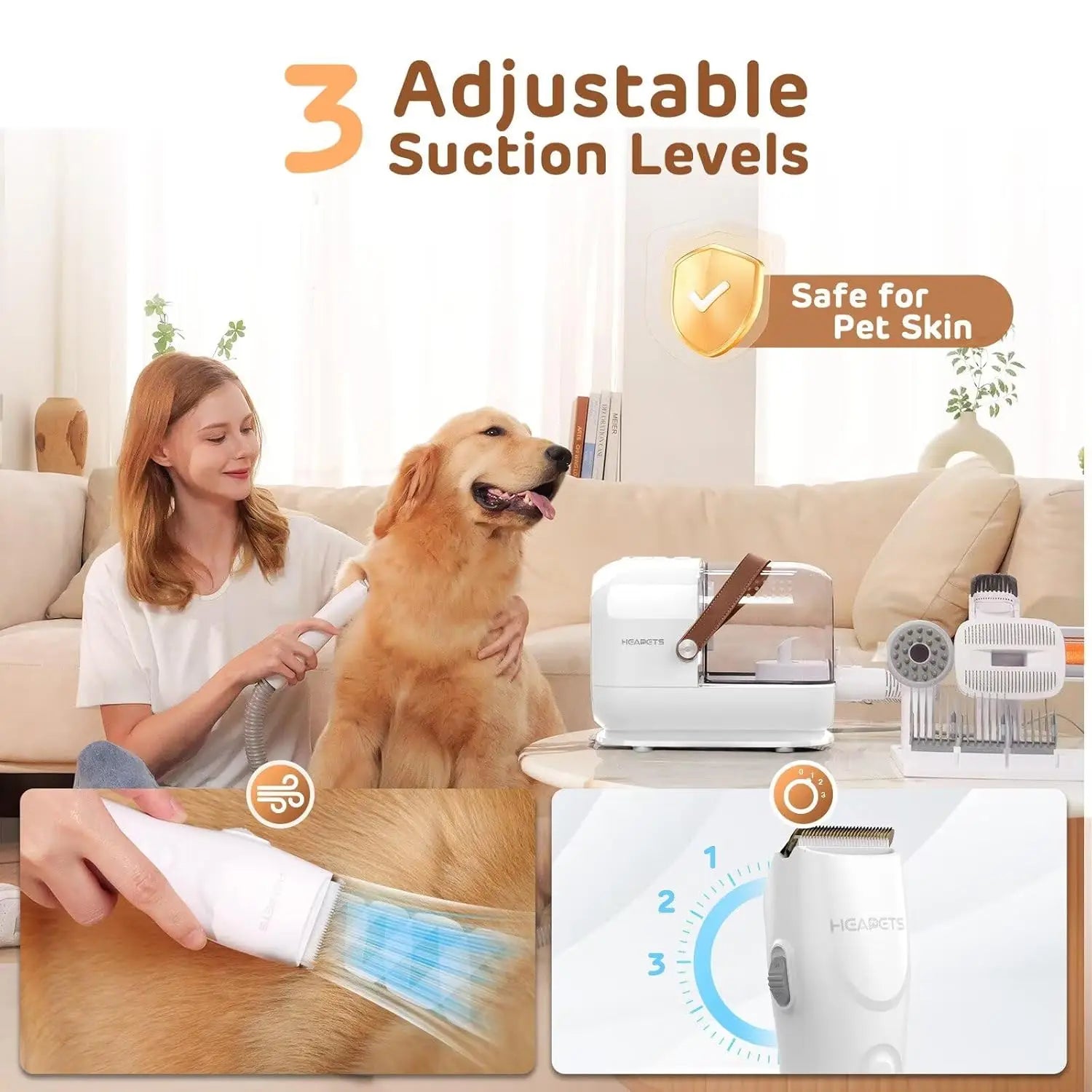 All-in-One Pet Grooming Vacuum Kit with 7 Tools