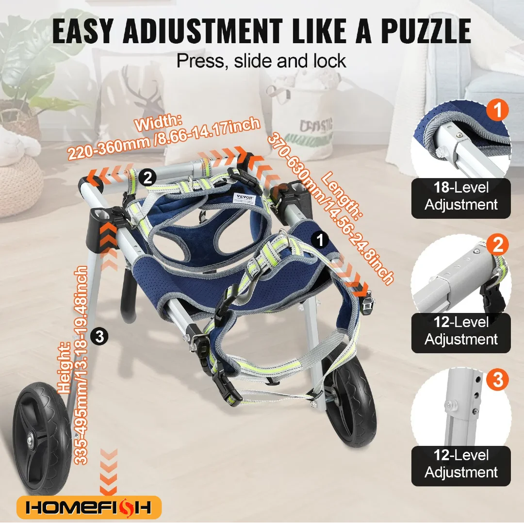 Dog Wheelchair for Back Legs. Disabled, Paralysis,  Weak Hind Limbs
