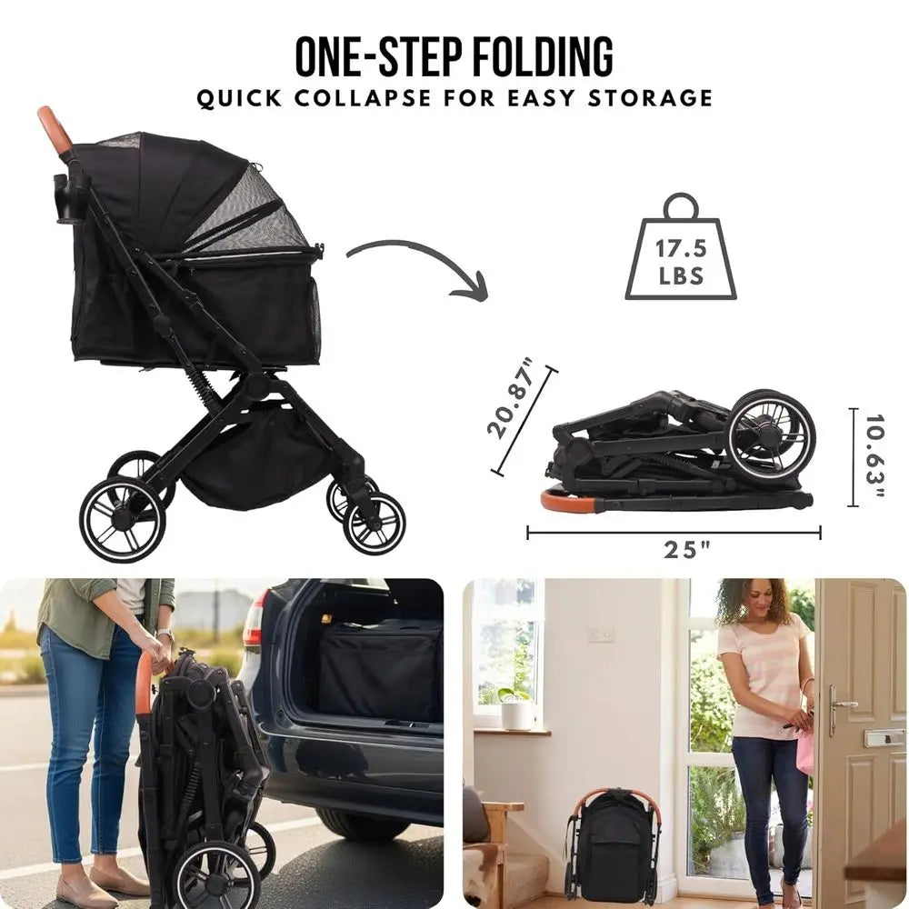Wheeled Pet Stroller Travel All Terrain for Jogging, Running