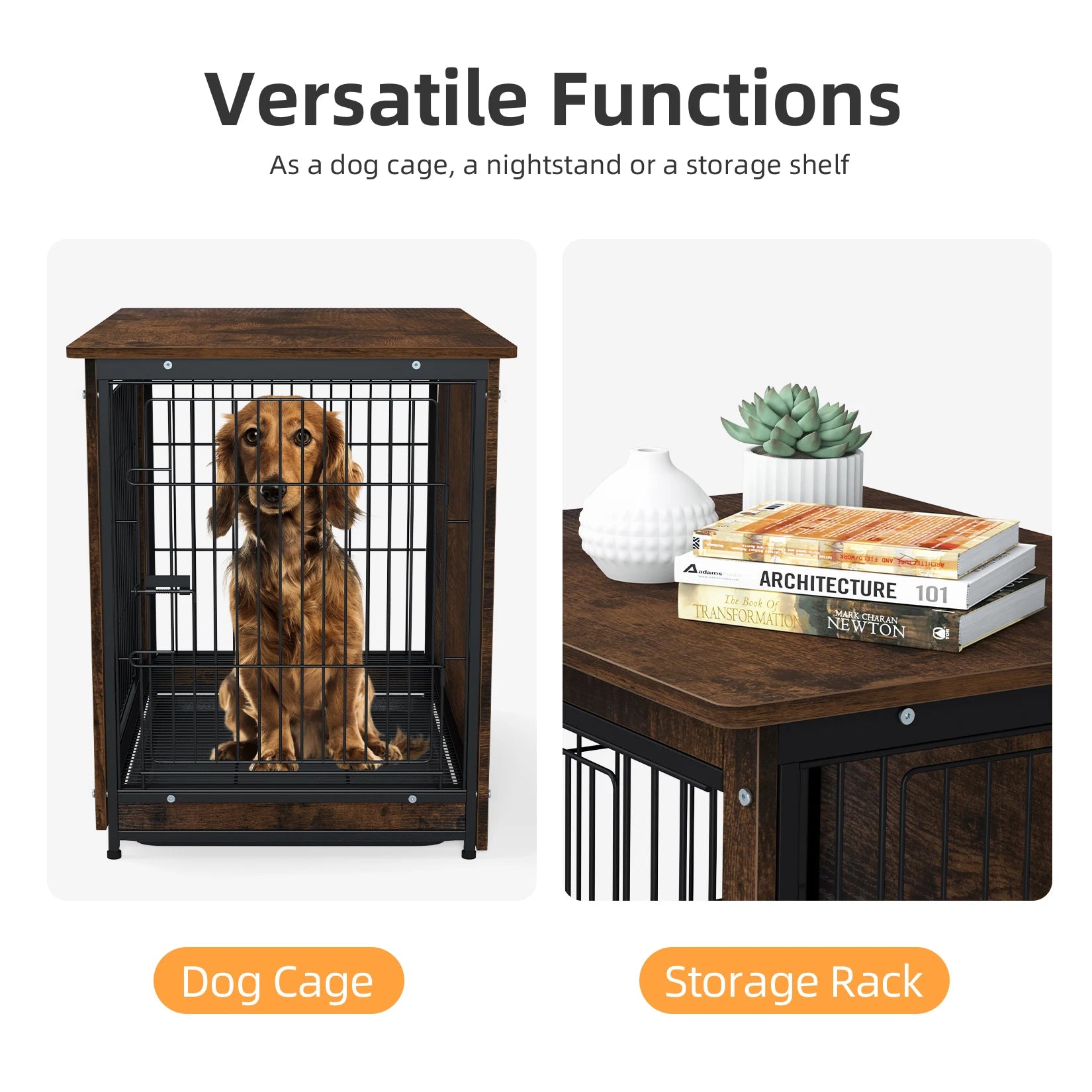2 Door, Removable Tray, Pet Cage , End Table, S, M, L, 3 Sizes