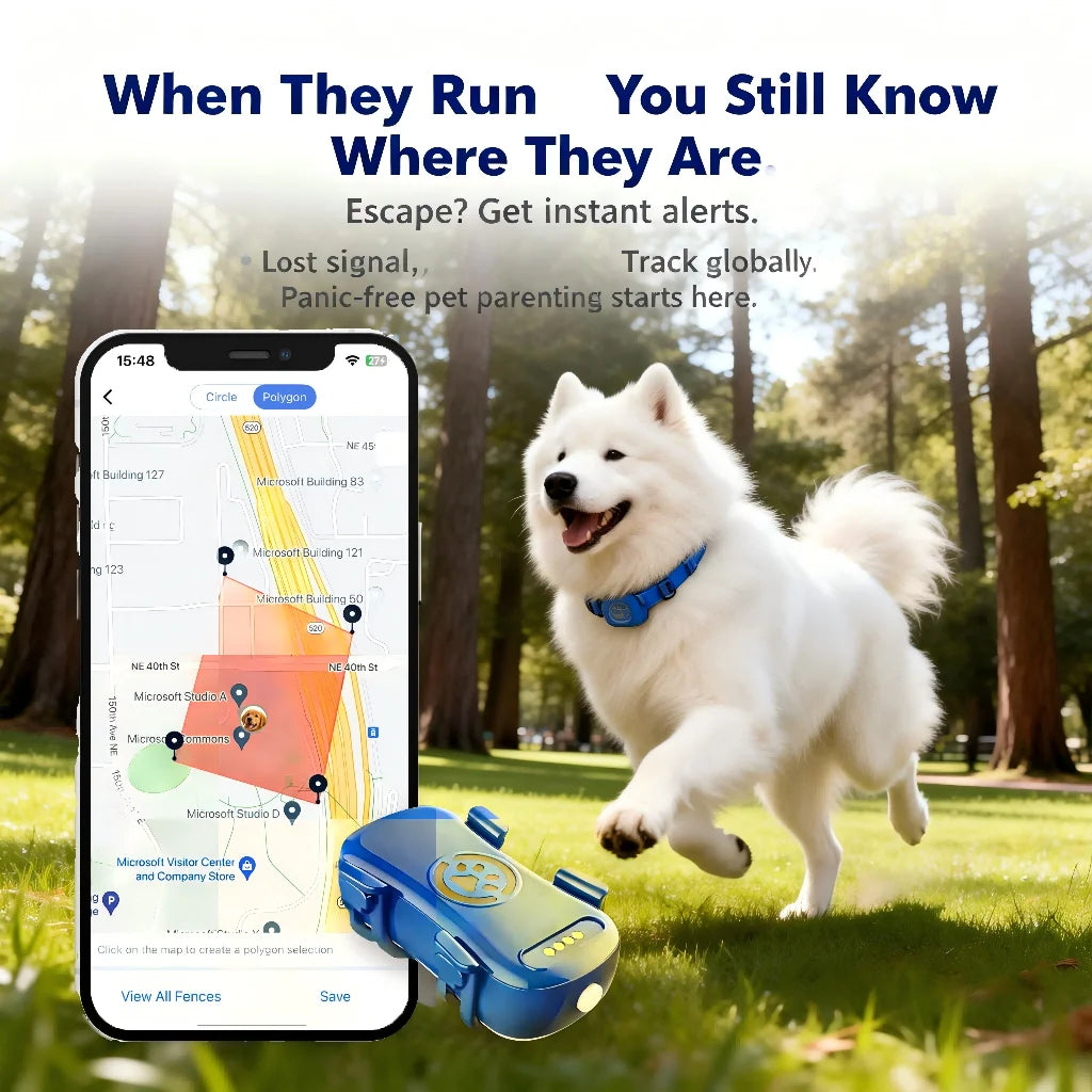 GPS Pet Real Time Tracker Unlimited Distance QR Code Locator - SIM Subscription Required