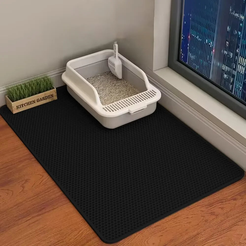 Double Layer Pet Litter Box Mat, Waterproof, Nonslip, Washable
