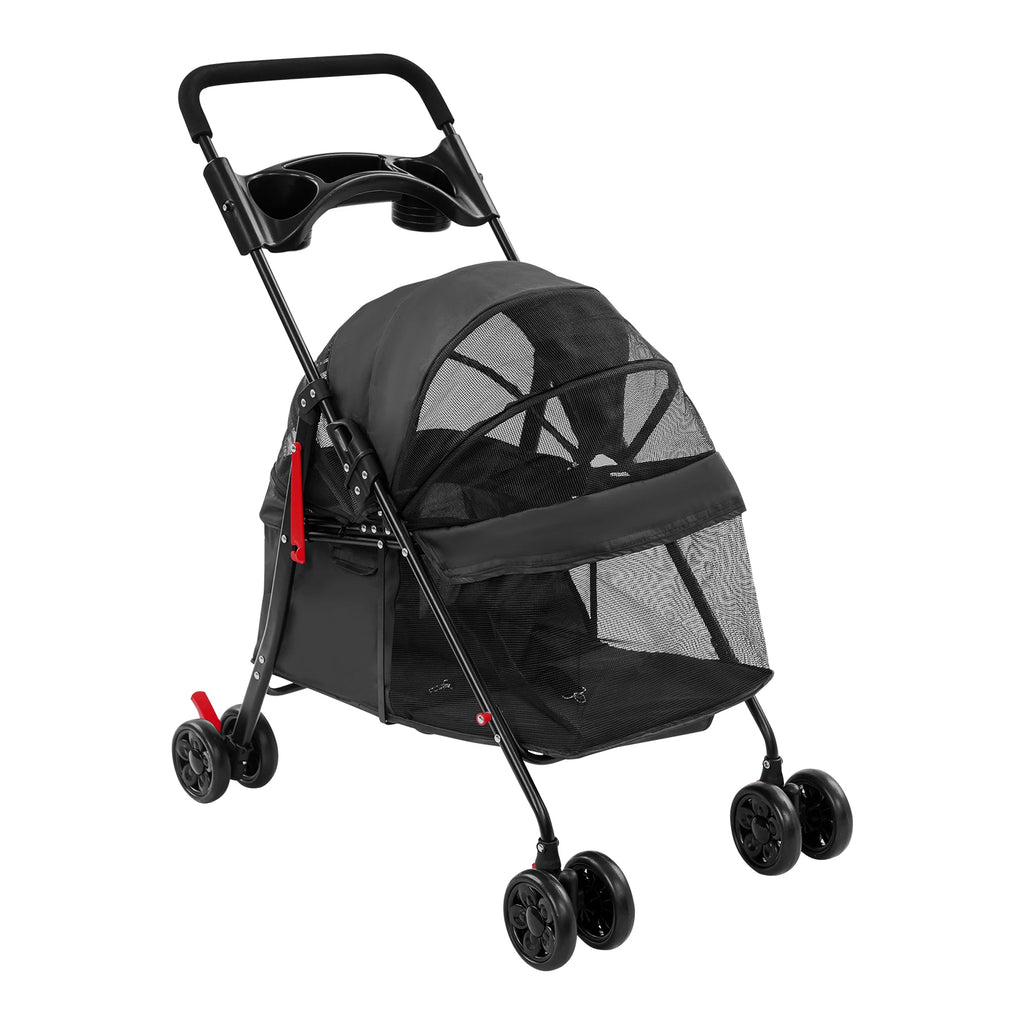 Foldable Wheeled Pet Stroller Carrier with 2-in-1 Folding Frame