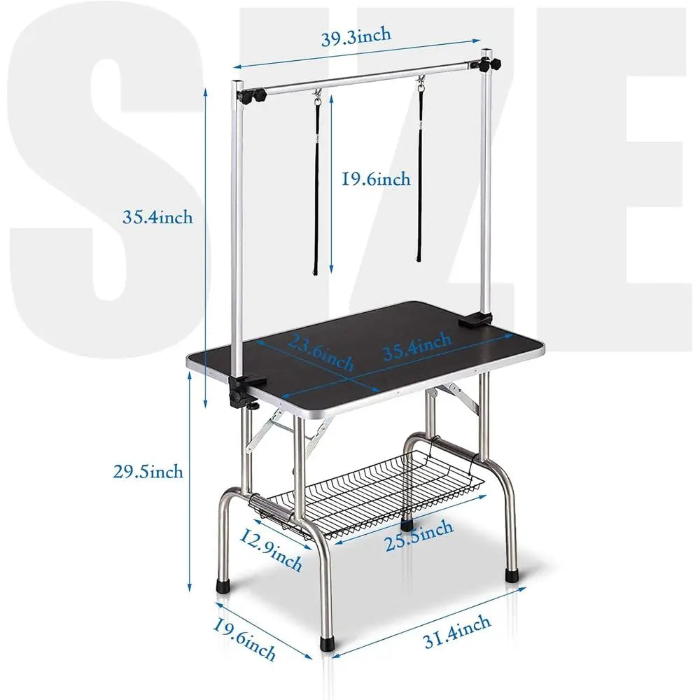 36 Inch Heavy Duty Adjustable Pet Grooming Table, Leash Loops