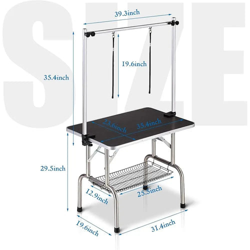 36 Inch Heavy Duty Adjustable Pet Grooming Table, Leash Loops