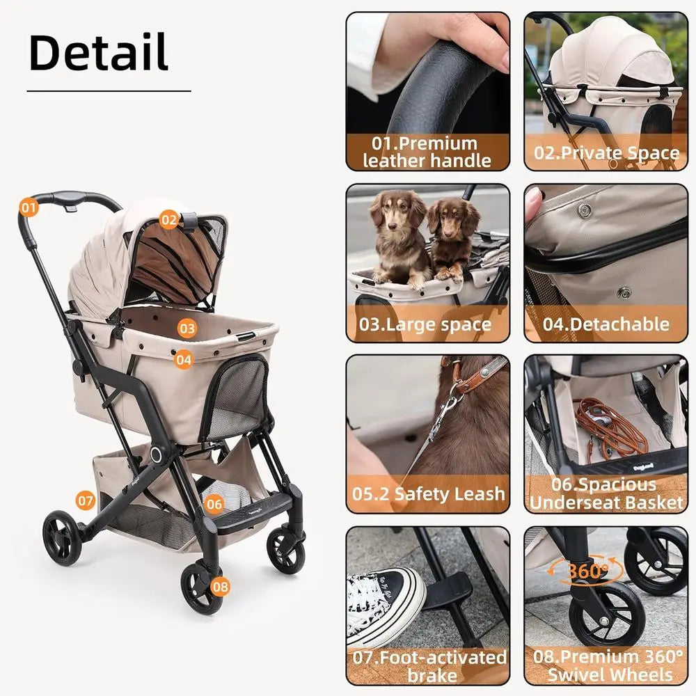 Pet Strollers, No More Than 66 Pounds, Foldable 4 Wheels