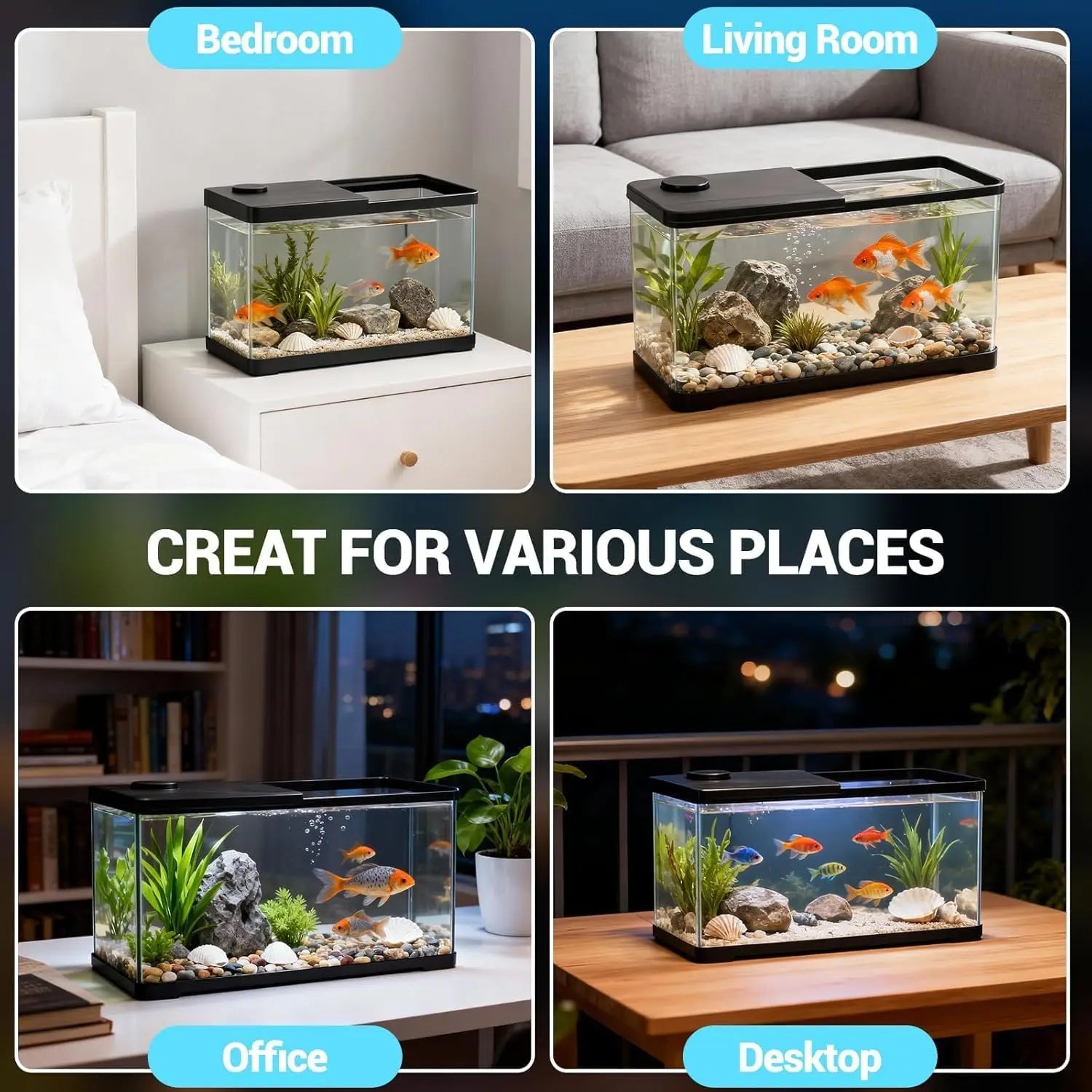 13-Gallon Aquarium Kit with Light, for Betta & Shrimp