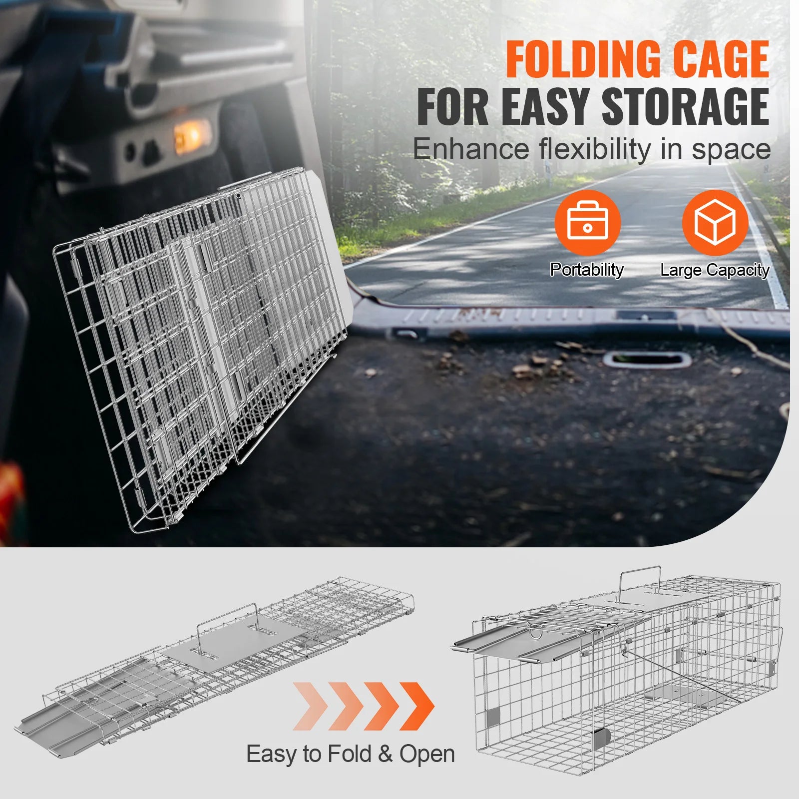 Humane Cat Rodent Control Cage Folding with Handle