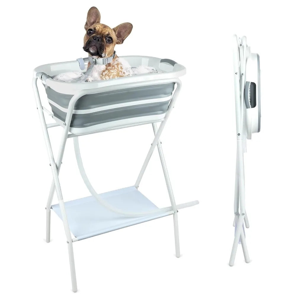 2 in 1 Portable Elevated Indoor / Outdoor Pet Bathtub, Shower, and Grooming