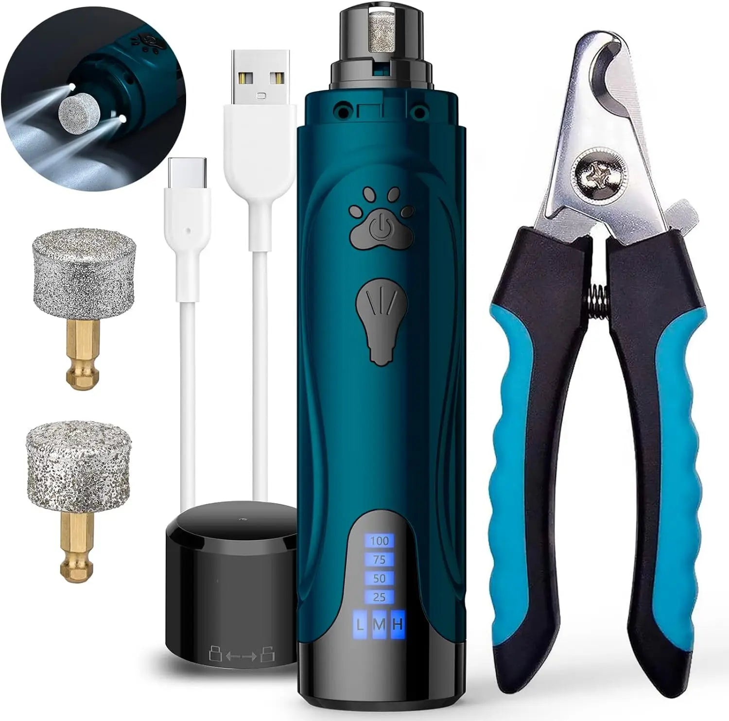 Fast Charging Cordless Pet Nail Grinder / Clipper / Trimmer Kit