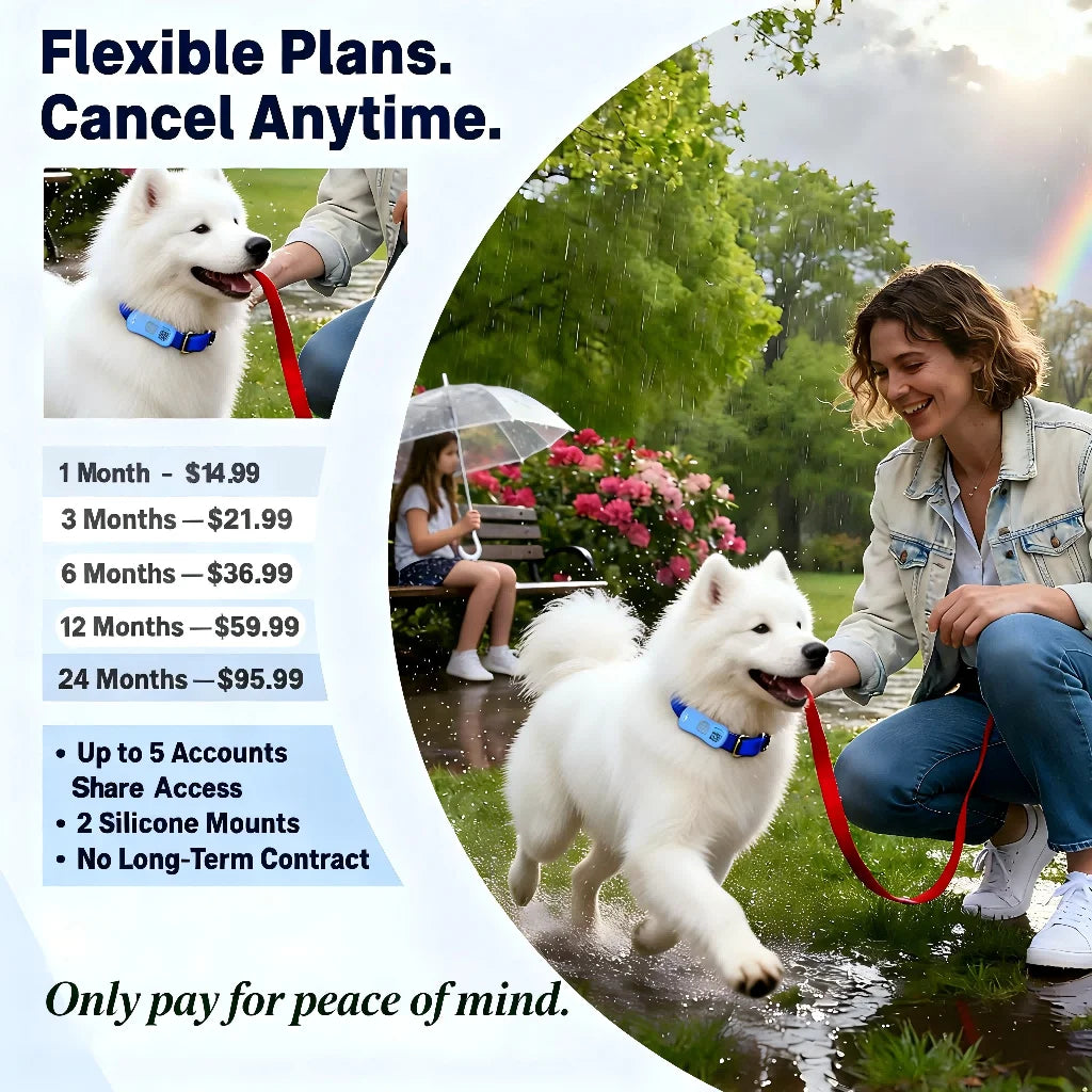 GPS Pet Real Time Tracker Unlimited Distance QR Code Locator - SIM Subscription Required