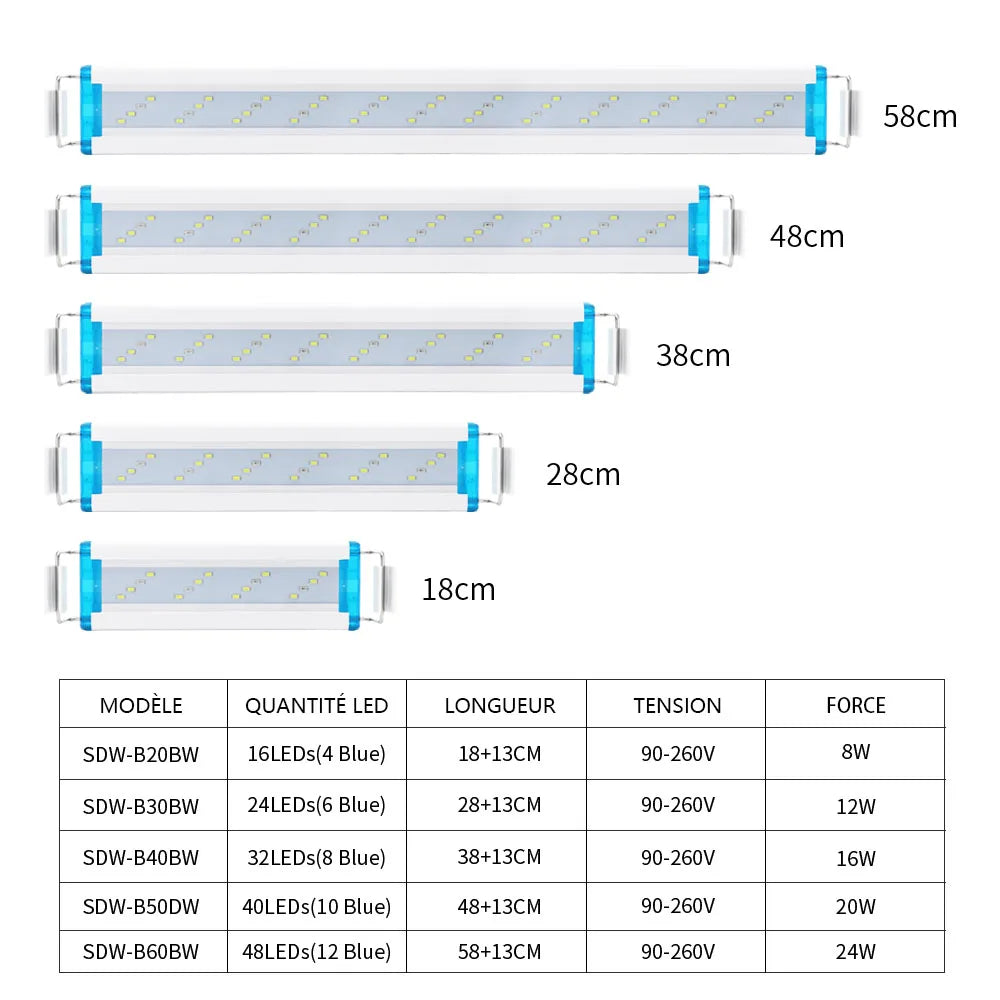 18~70CM Super Bright LED Aquarium Light Clip 90~260Volt