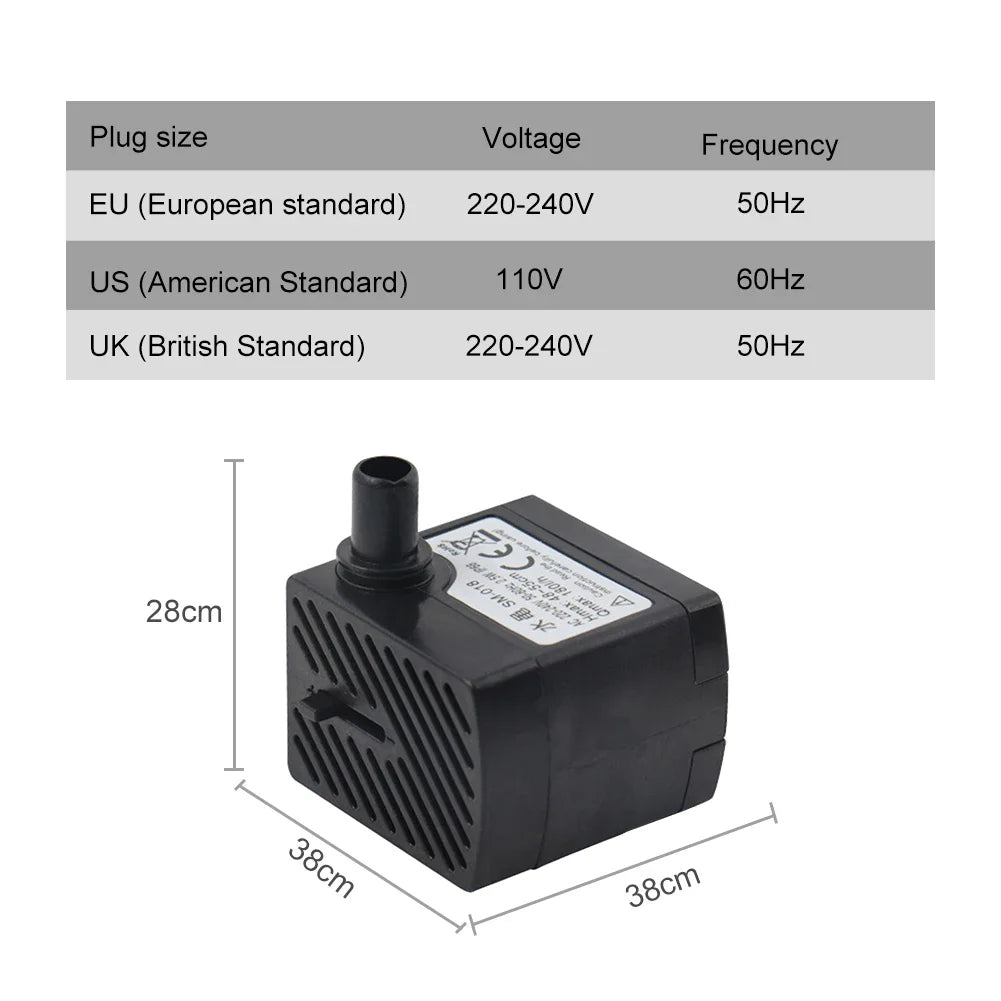 Ultra-Quiet Submersible Aquarium, Water Fountain, Fish Pond Pump Filter