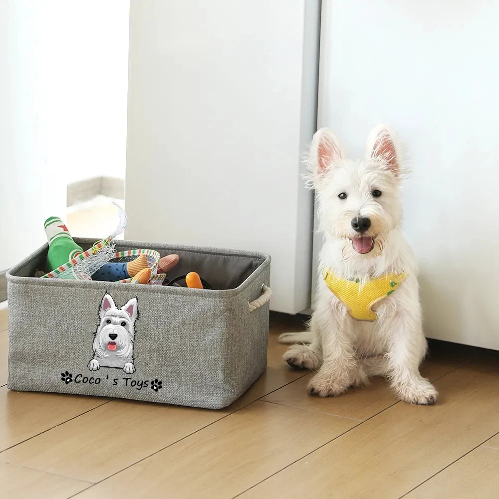 Personalized Pet Toy Basket Storage Box - Toy Pet Cage Organizer