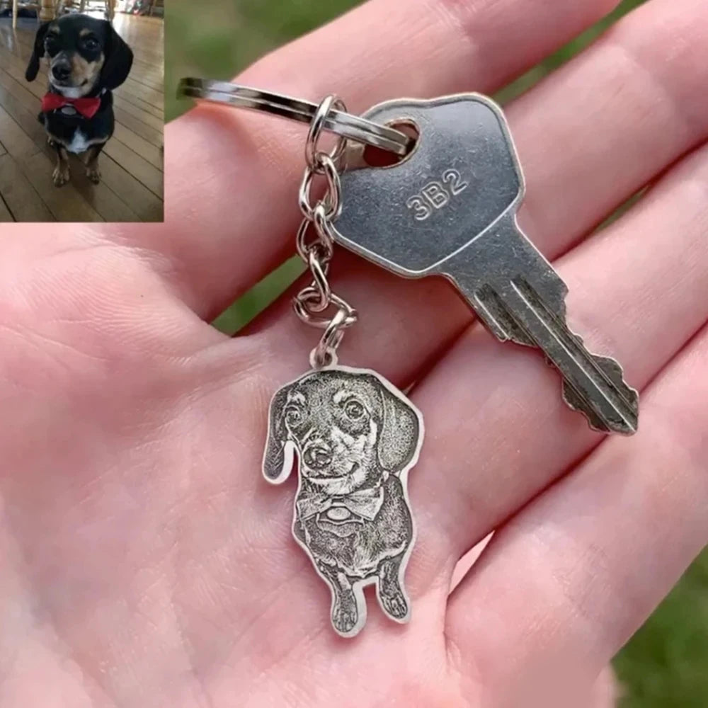 Personalized Memory Custom Engraved Handmade Pet Photo Pendant Keychain