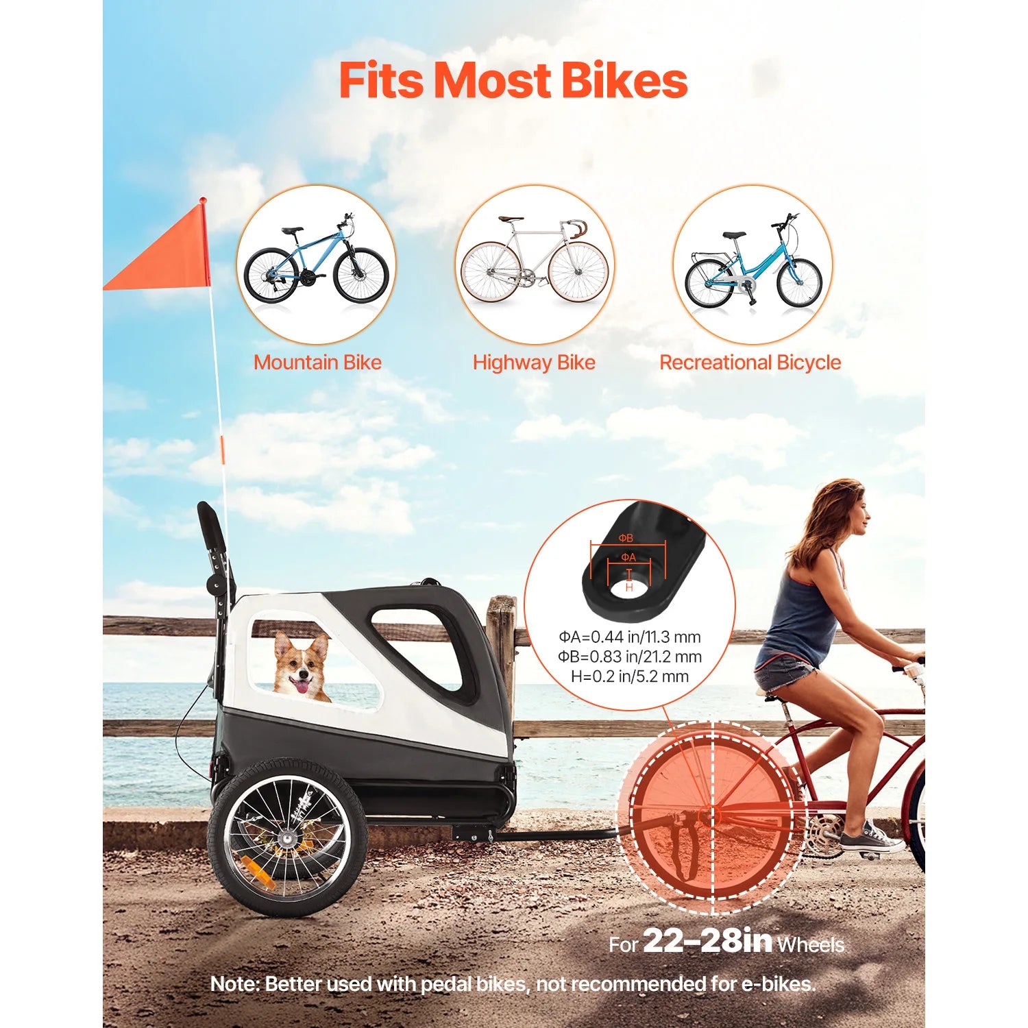 Pet Stroller Bicycle Trailer Carrier with Quick-Release Wheel