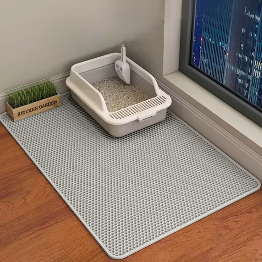 Double Layer Pet Litter Box Mat, Waterproof, Nonslip, Washable