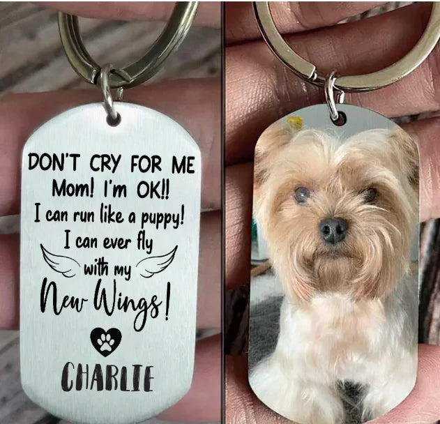 Personalized Memory Custom Engraved Handmade Pet Photo Pendant Keychain