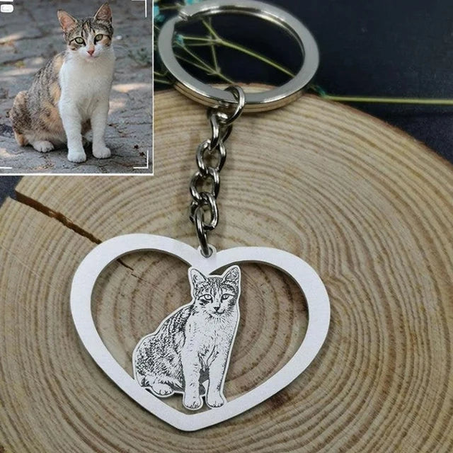 Personalized Memory Custom Engraved Handmade Pet Photo Pendant Keychain