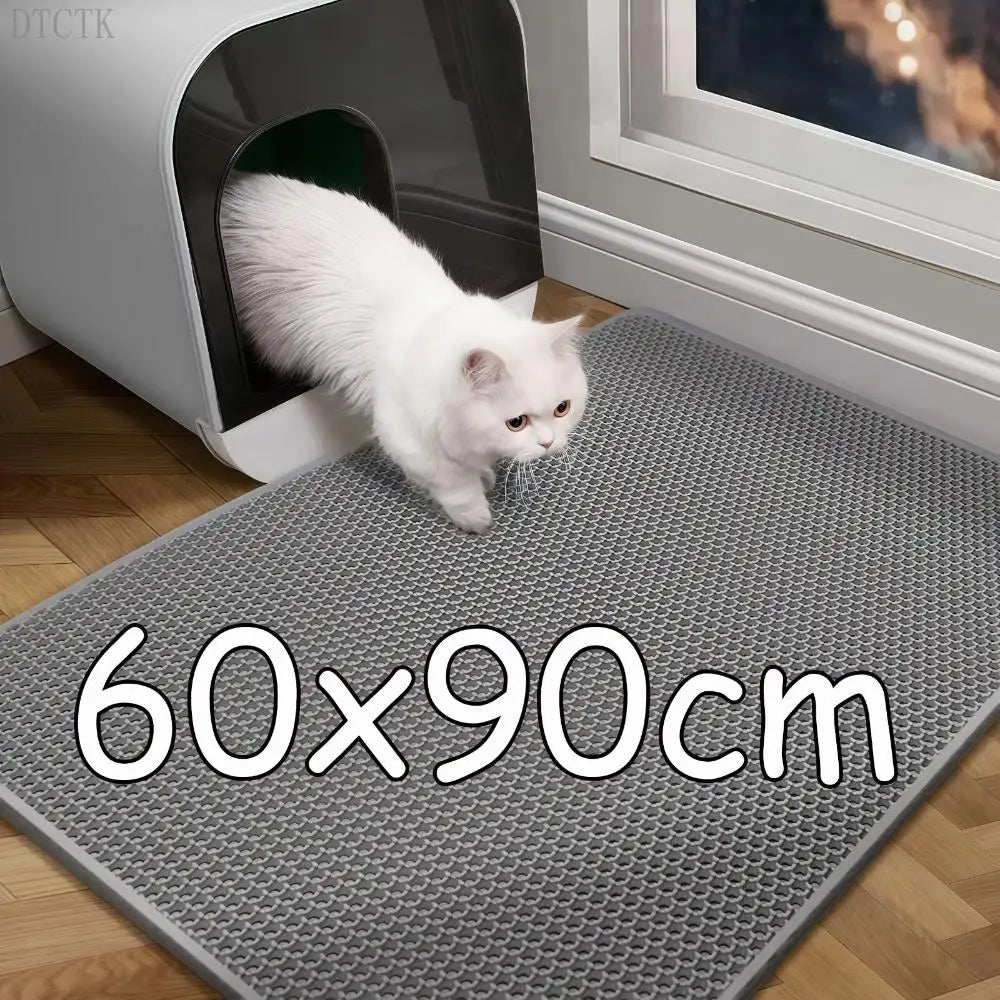 Double Layer Pet Litter Box Mat, Waterproof, Nonslip, Washable