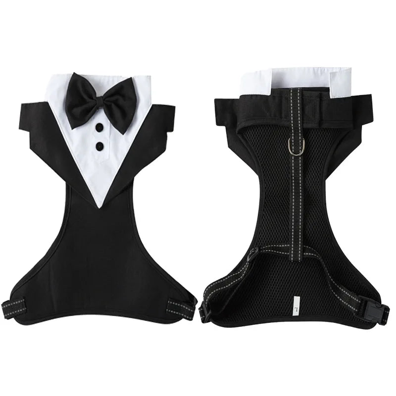 Dog Tuxedo Harness Bow Tie, Wedding Engagement. Birthday, Costume, Formal
