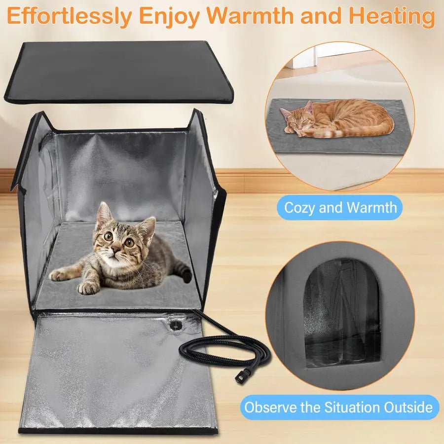 Elevated Outdoor Pet House / Shelter, Insulated, Soft Heating Bed Pad
