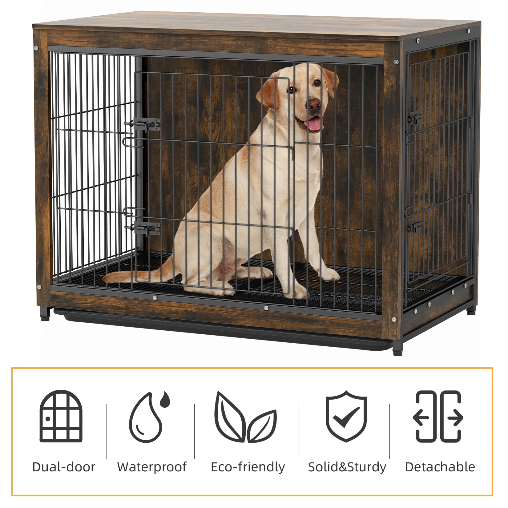 2 Door, Removable Tray, Pet Cage , End Table, S, M, L, 3 Sizes