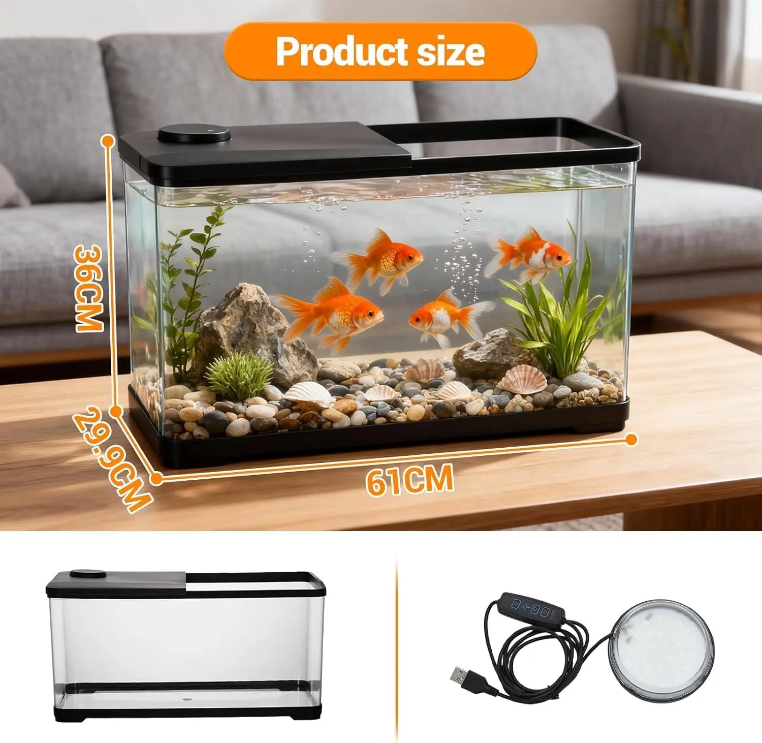 13-Gallon Aquarium Kit with Light, for Betta & Shrimp