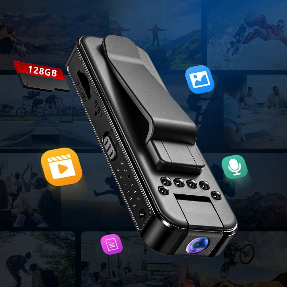 HD 1080P Miniature Infrared Night Vision Surveillance Police Camcorder with Clip