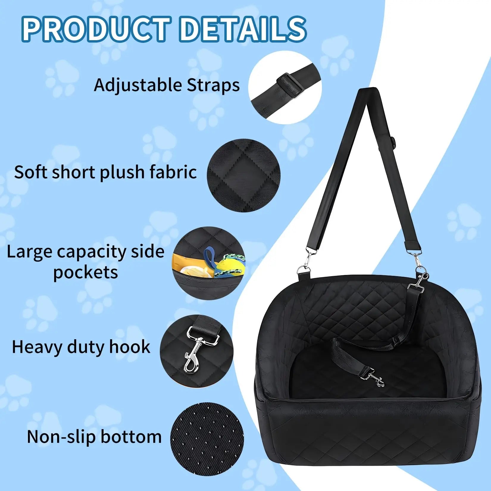 Booster Car Seat, with Safety Belt for pets Under 30-35 LB