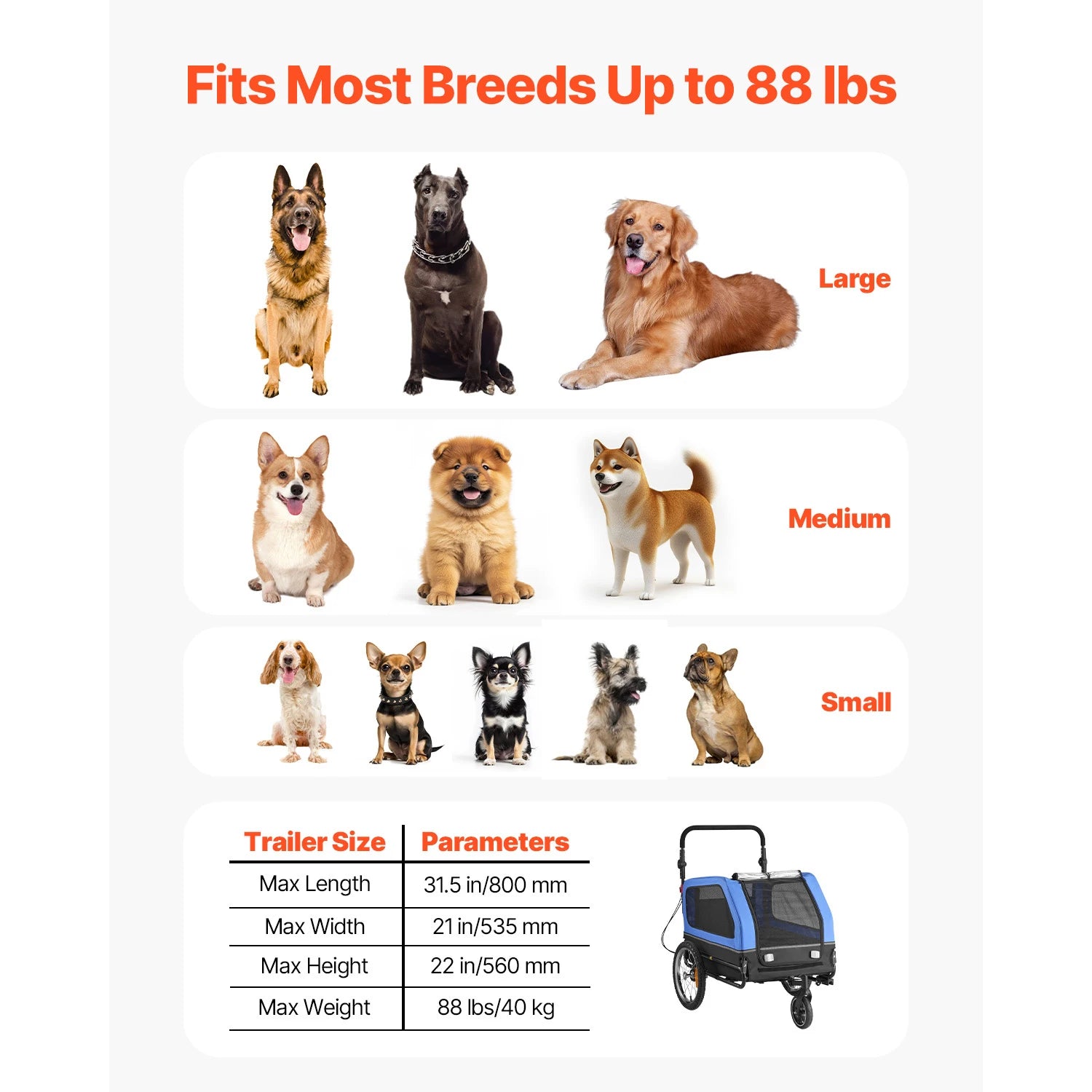 Pet Stroller Cart Bicycle Carrier 2-in-1 Folding Frame with Wheel