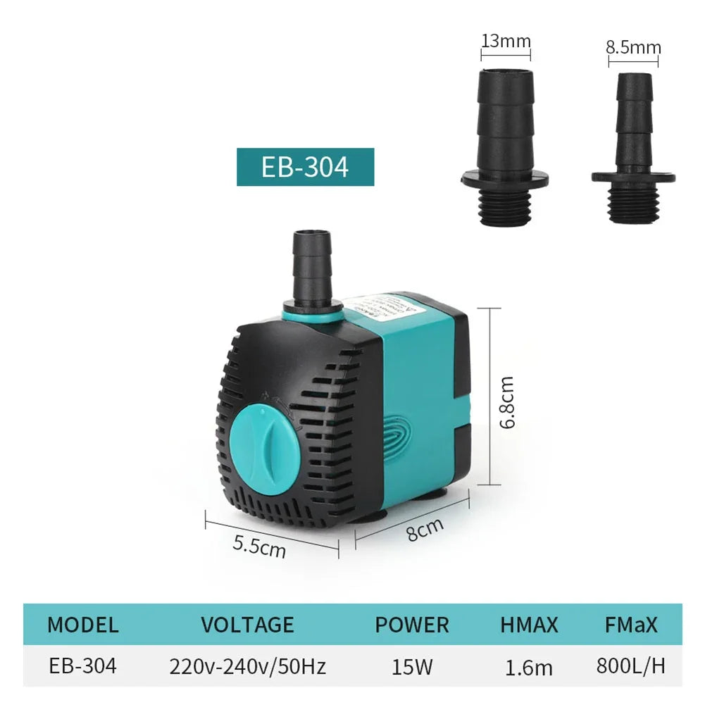 Ultra-Quiet Submersible Aquarium, Water Fountain, Fish Pond Pump Filter