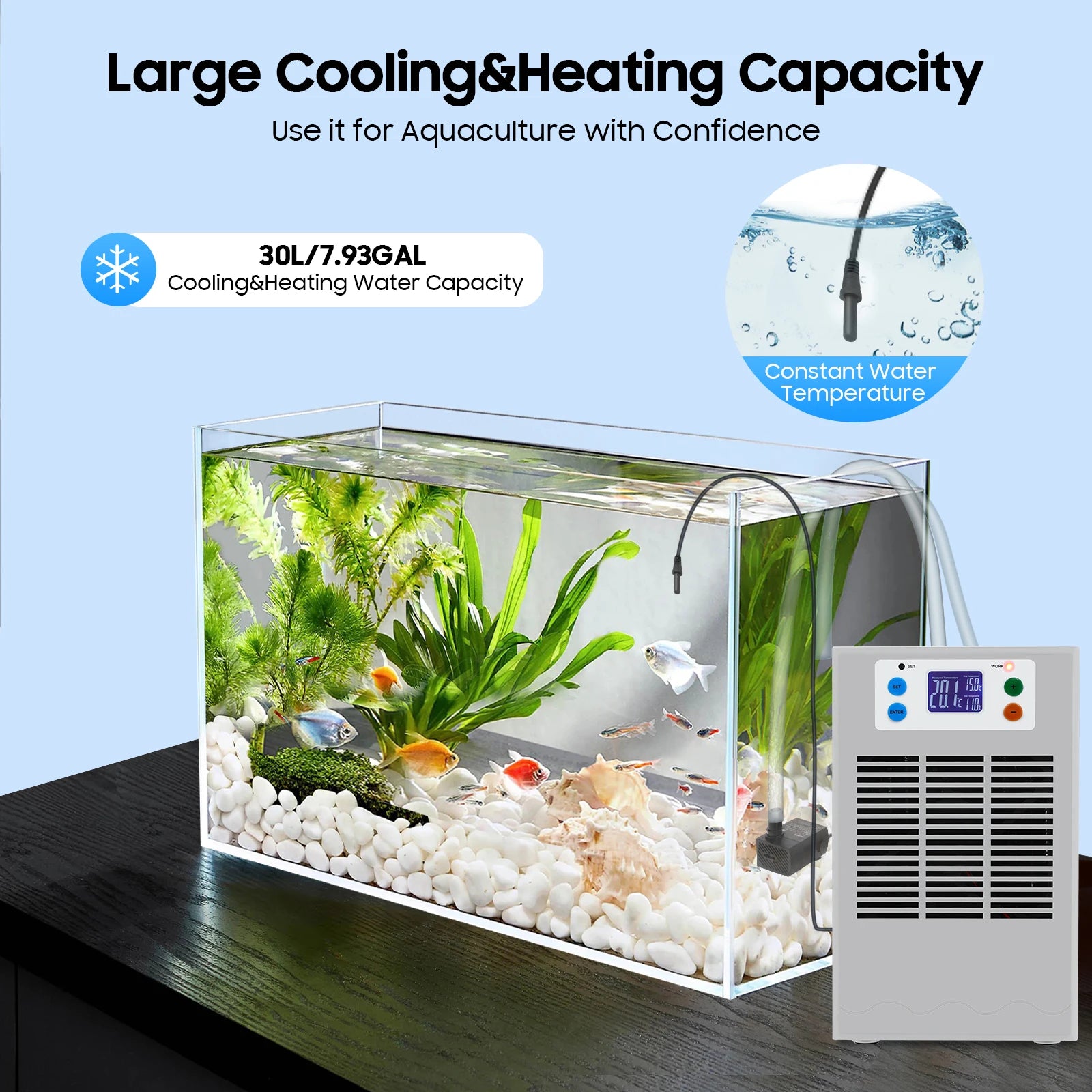 100W Fish Tank Cooling Heating Machine, Air Conditioner LED Screen