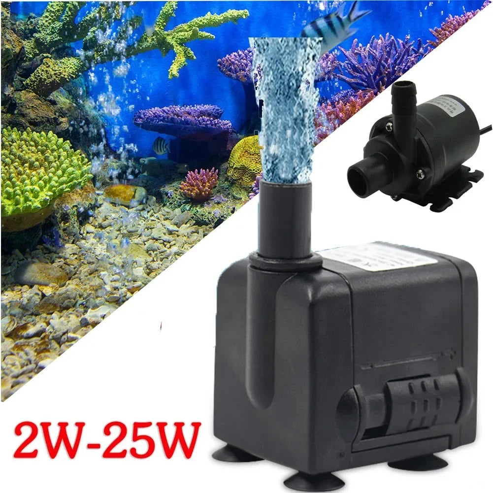 Ultra-Quiet Submersible Aquarium, Water Fountain, Fish Pond Pump Filter