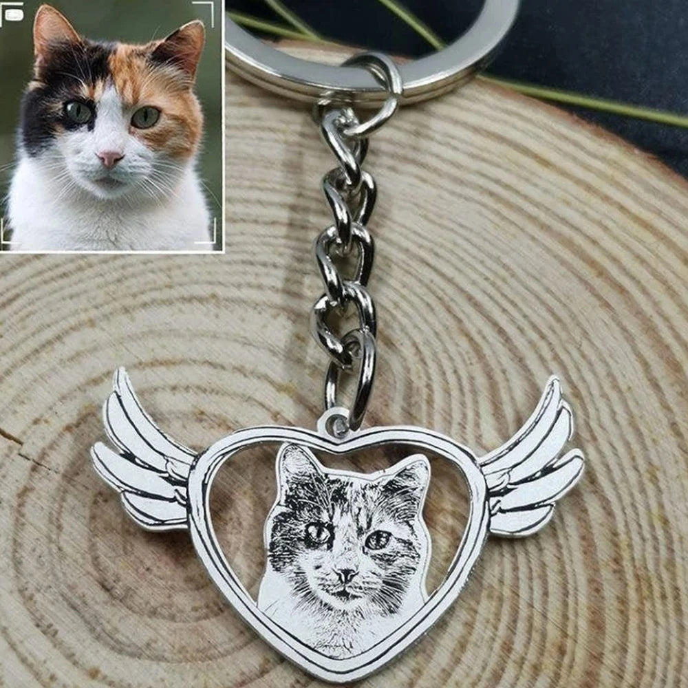Personalized Memory Custom Engraved Handmade Pet Photo Pendant Keychain