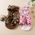 Warm Fleece Leopard Print Pet Hoodie, Coat, Clothing, Costume