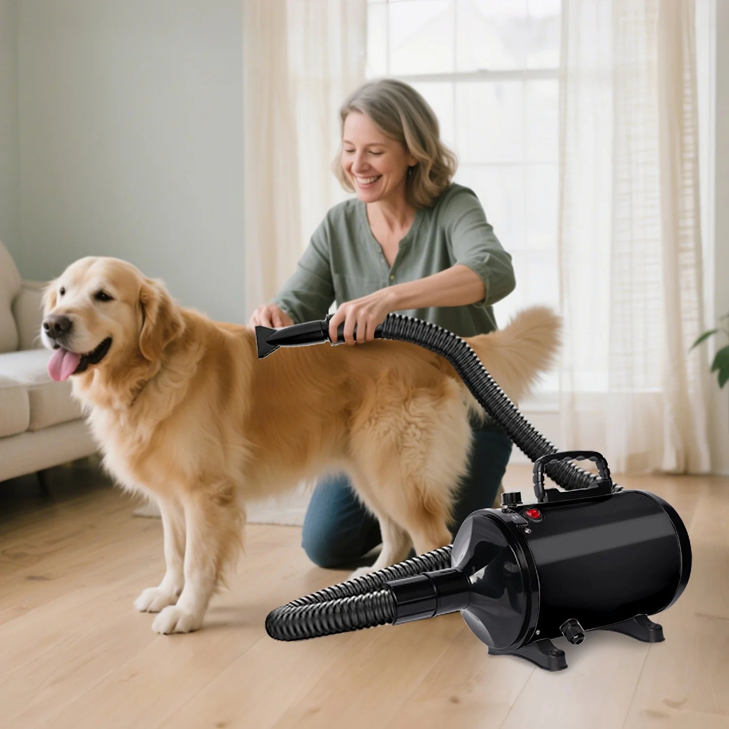3.8HP/2800W Pet Grooming, High Velocity Dryer Force Blower, 4 Nozzles