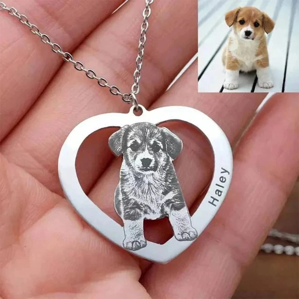 Personalized Memory Custom Engraved Handmade Pet Photo Pendant Keychain