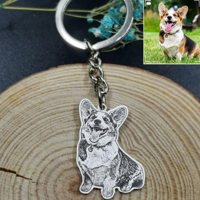 Personalized Memory Custom Engraved Handmade Pet Photo Pendant Keychain
